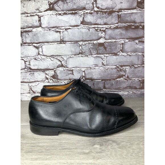 Allen Edmonds Dryden Black Leather Cap Toe Oxfords Brogue Shoes Men Sz 10E US/43 main image 4